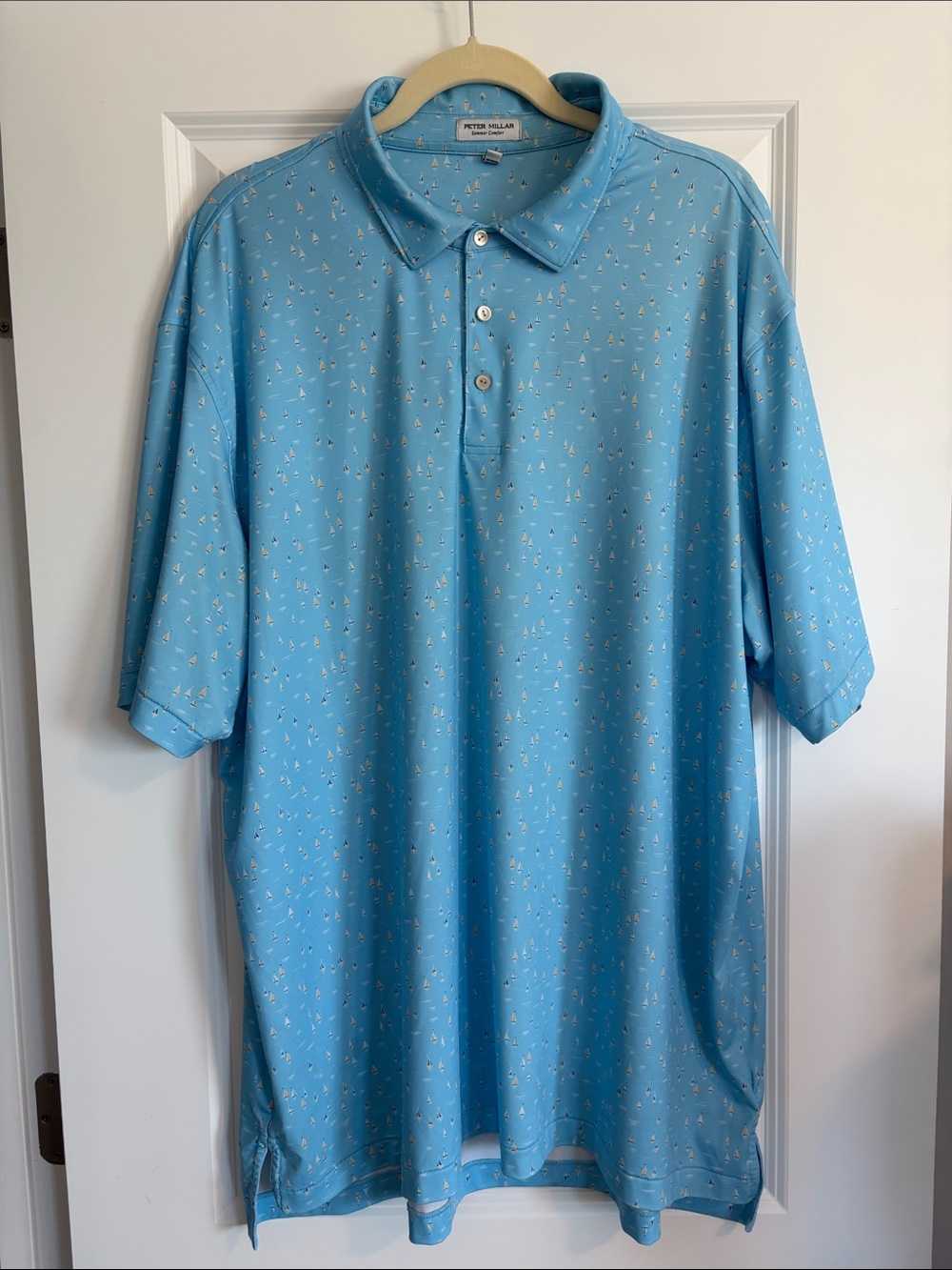 Peter Millar Crown Sport Sailing Away Performance Golf Polo Blue XXL